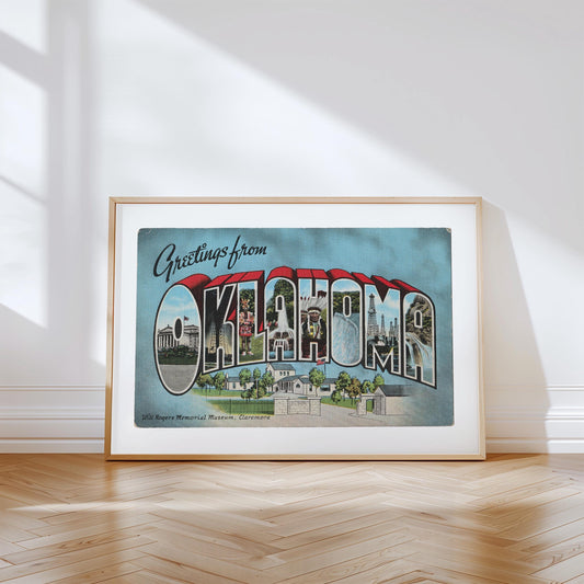 Greetings from Oklahoma Vintage Large Letter Postcard: Canvas Print