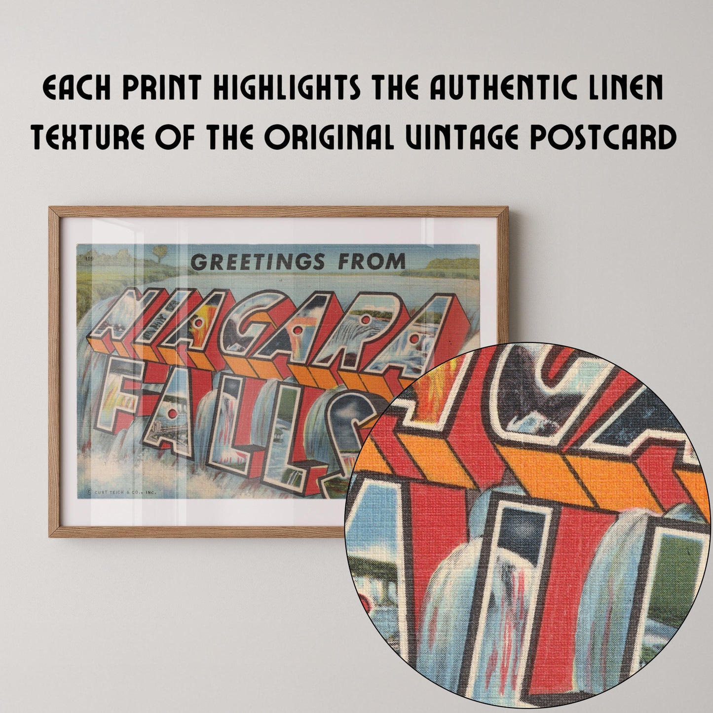 Greetings from Niagara Falls Vintage Large Letter Postcard: Fine Art Paper Print