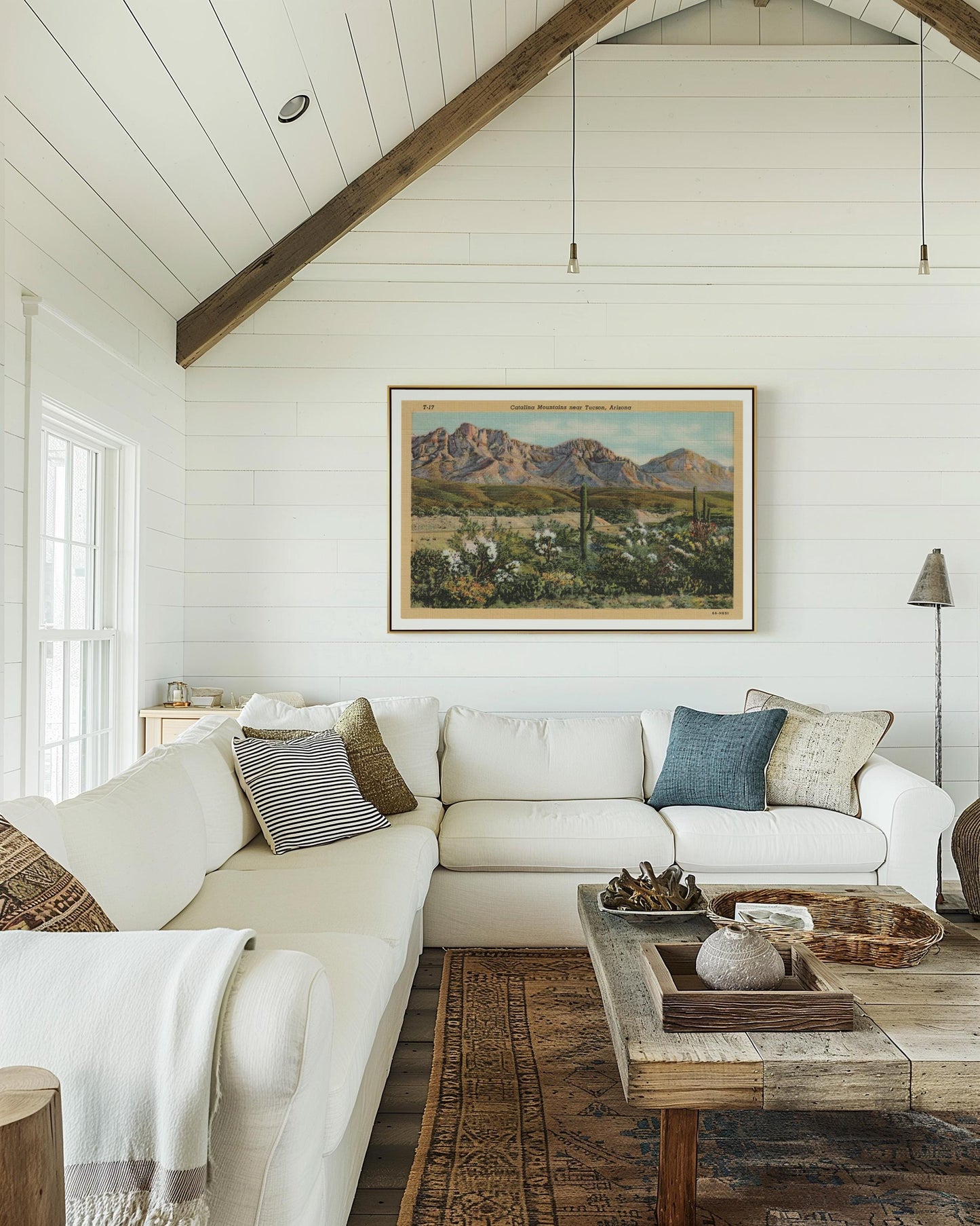 Desert Mountains Vintage Postcard : Canvas Print