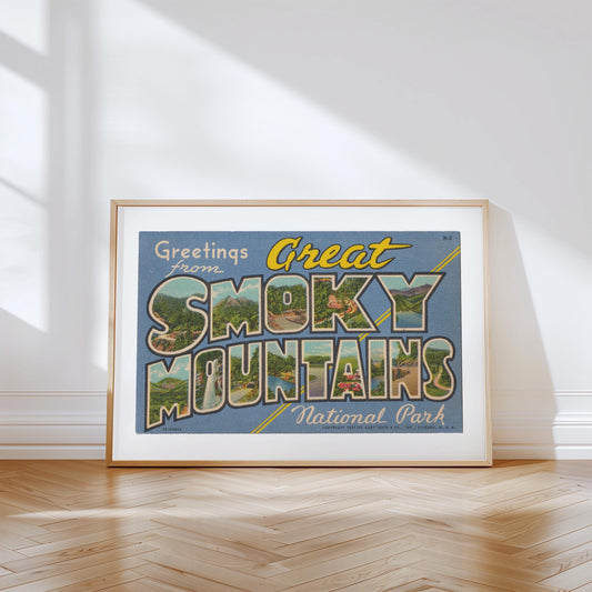 Greetings from Great Smoky Mountains Vintage Large Postcard: Canvas Print