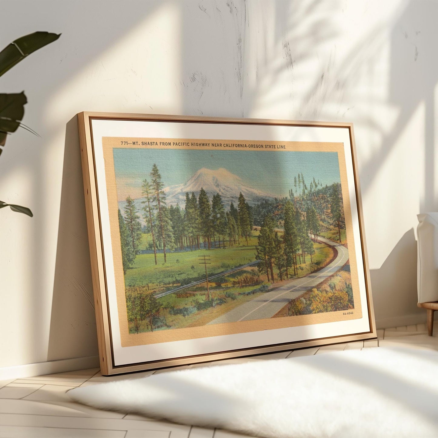 Mt. Shasta Landscape Vintage Postcard: Canvas Print