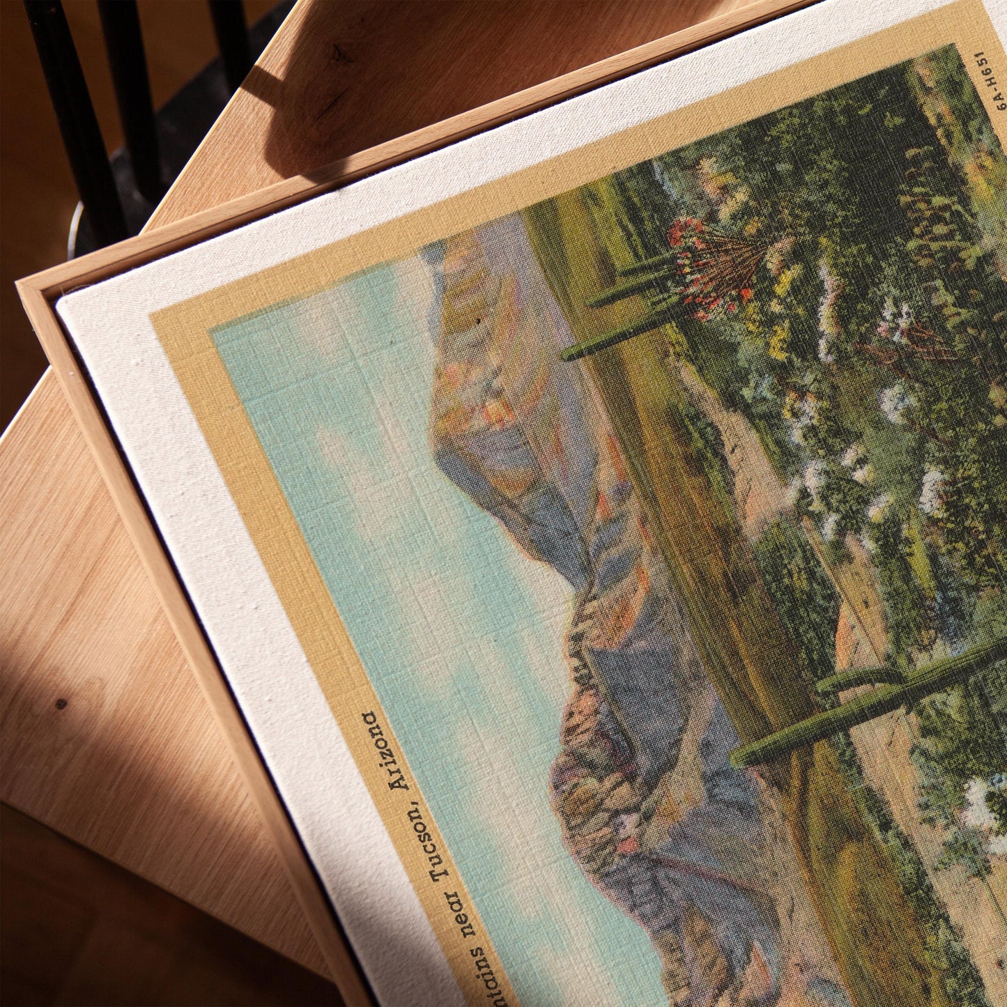 Desert Mountains Vintage Postcard : Canvas Print