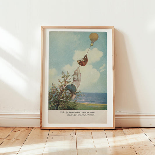 Teddybear Vintage Illustration Postcard: Fine Art Canvas Print