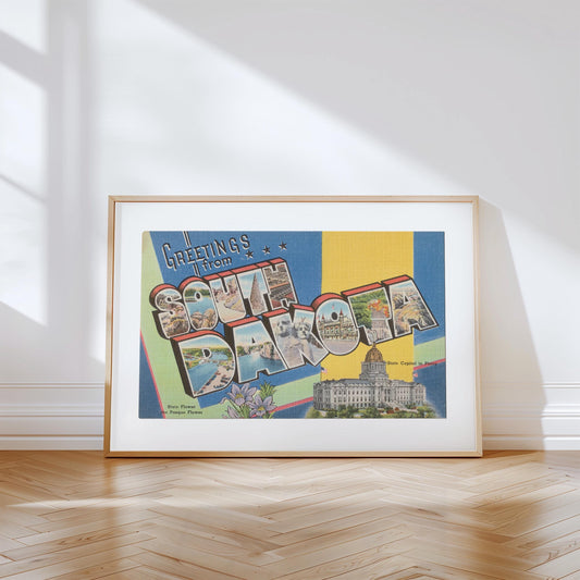 Greetings from South Dakota Vintage Large Letter Postcard: Canvas Print