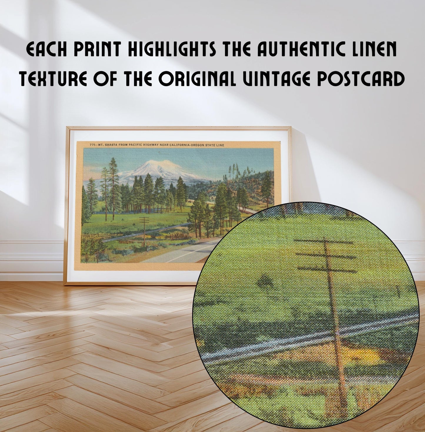 Mt. Shasta Landscape Vintage Postcard: Canvas Print