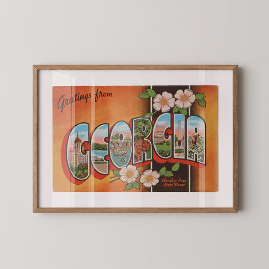 Greetings from Georgia Vintage Large Letter Postcard : Fine Art Paper Print