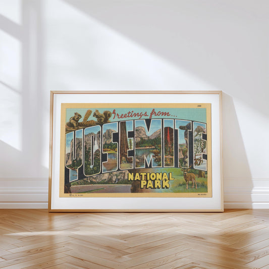 Greetings from Yosemite Vintage Large Letter Postcard: Canvas Print