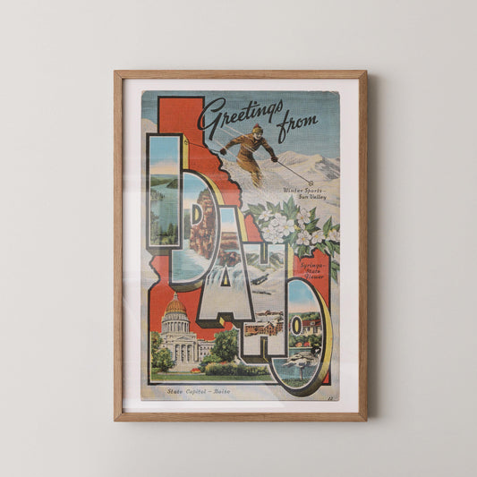 Greetings from Idaho Vintage Large Letter Postcard : Fine Art Paper Print