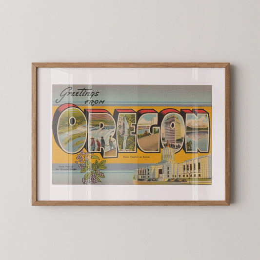 Greetings from Oregon Vintage Large Letter Postcard: Fine Art Paper Print