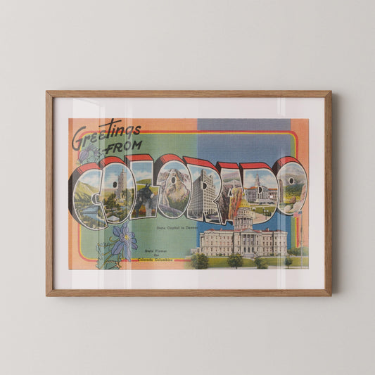 Greetings from Colorado Vintage Large Letter Postcard : Fine Art Paper Print