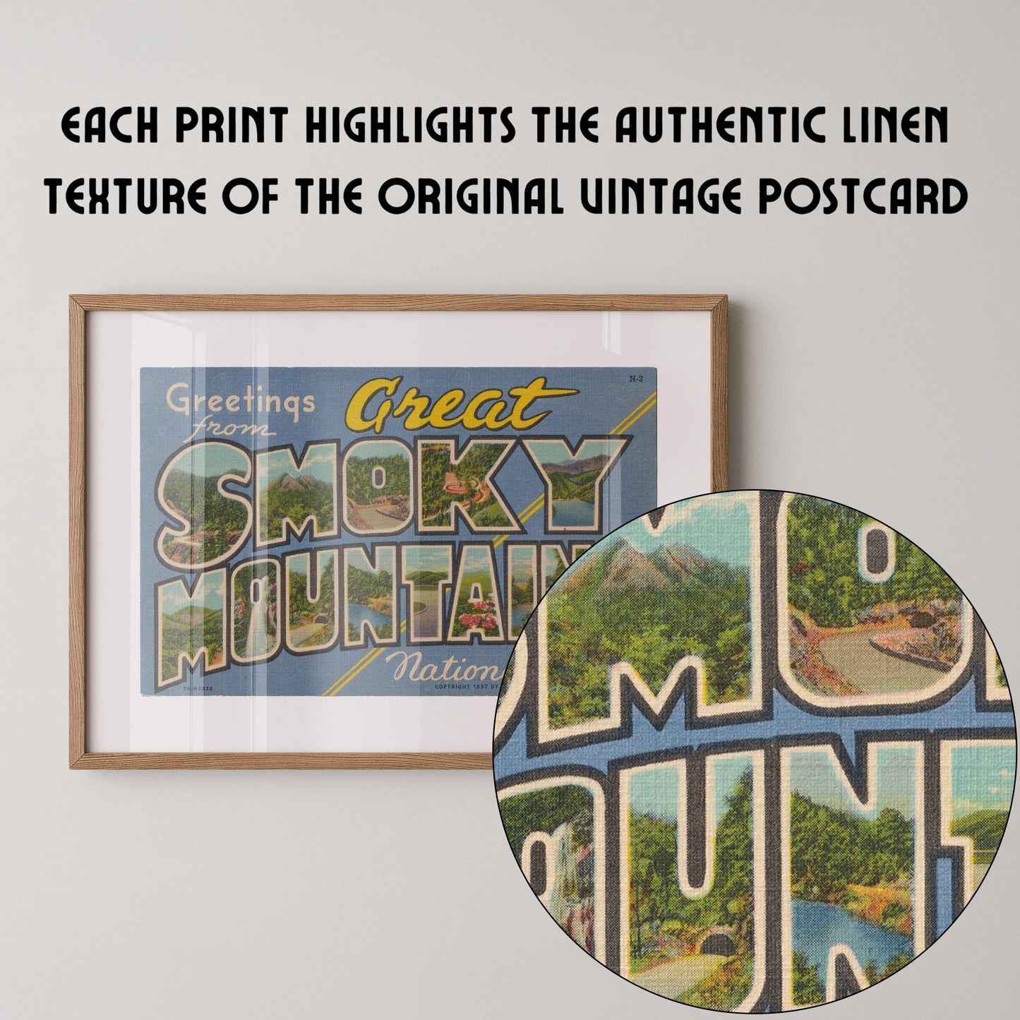 Greetings from Great Smoky Mountains Vintage Large Postcard: Fine Art Paper Print