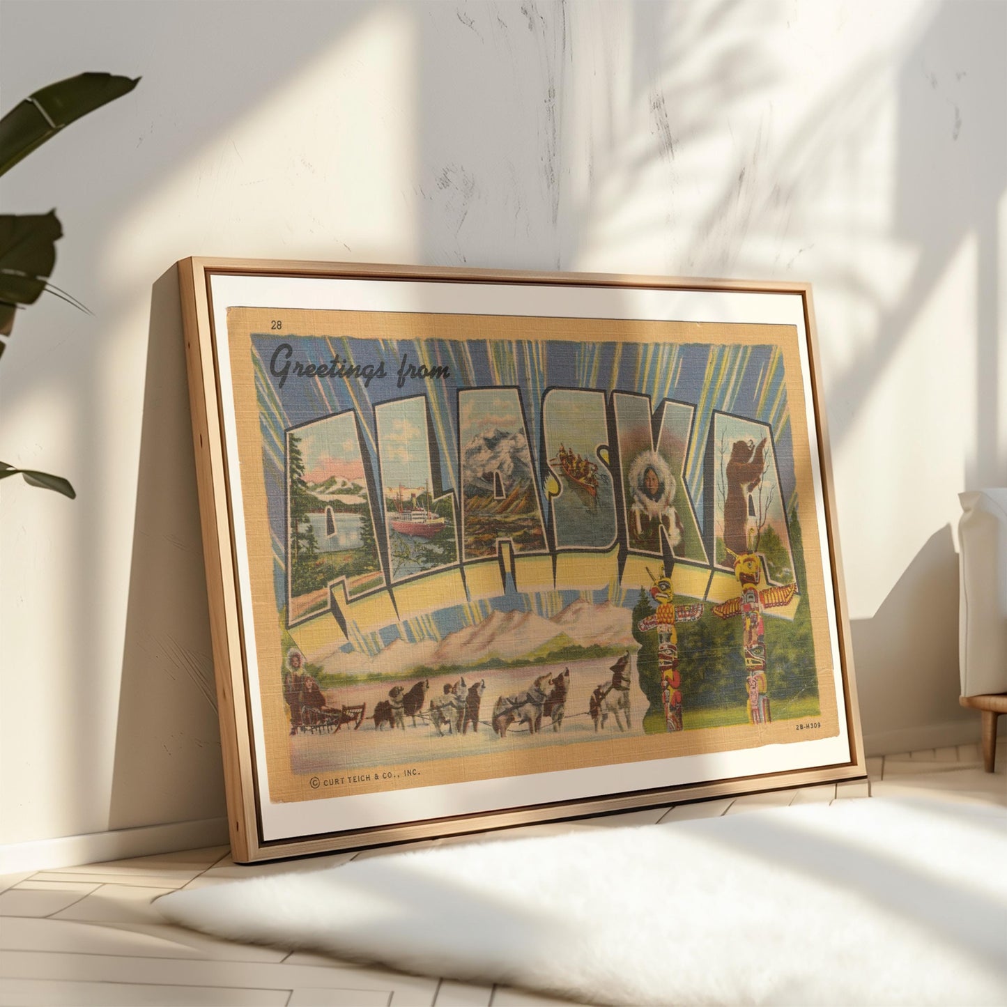 Greetings from Alaska Vintage Large Letter Postcard : Canvas Print