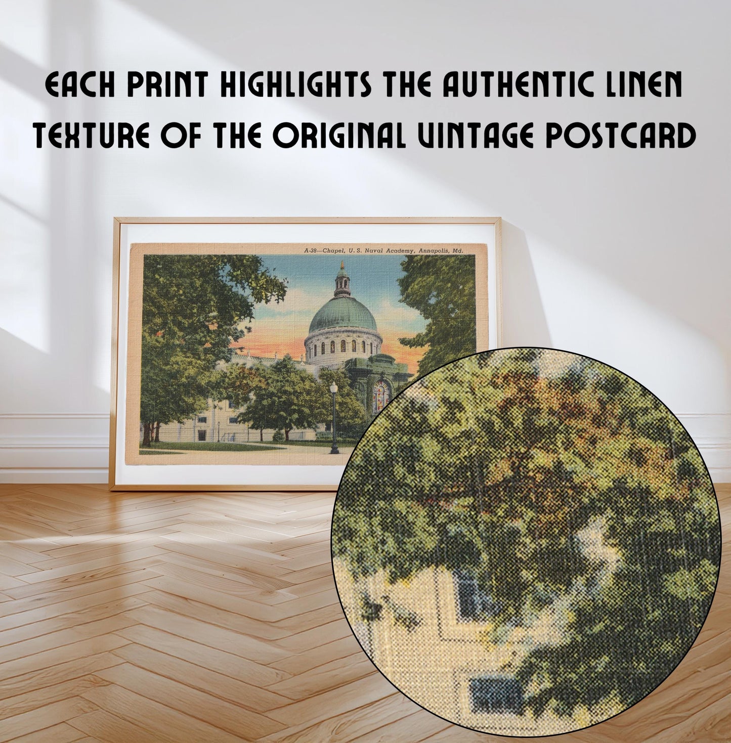 Naval Academy Chapel Annapolis Maryland Vintage Illustration Postcard: Canvas Print