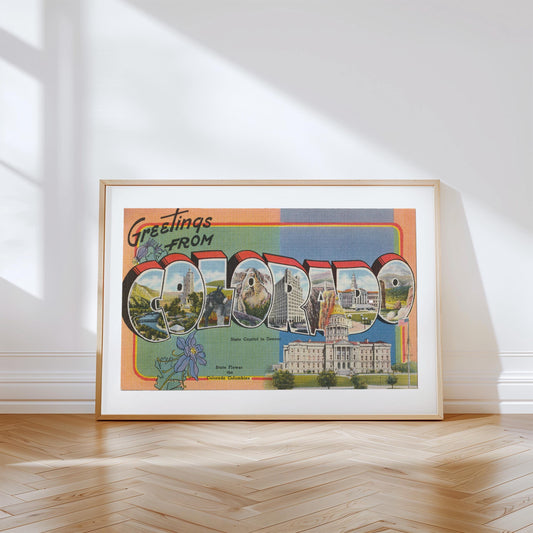 Greetings from Colorado Vintage Large Letter Postcard : Canvas Print