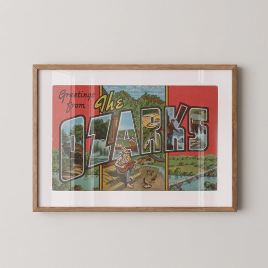 Greetings from Ozarks Vintage Large Letter Postcard: Fine Art Paper Print