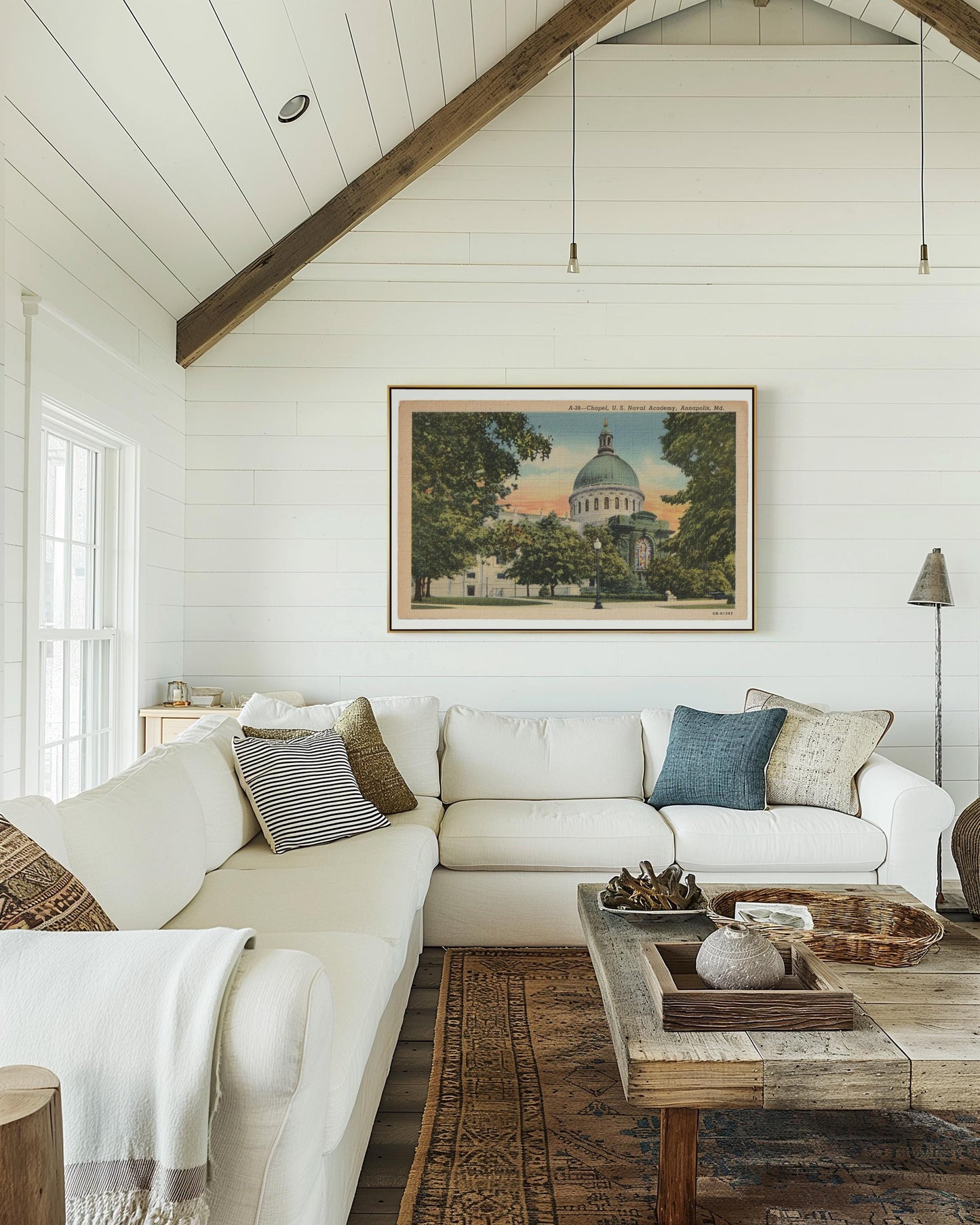 Naval Academy Chapel Annapolis Maryland Vintage Illustration Postcard: Canvas Print