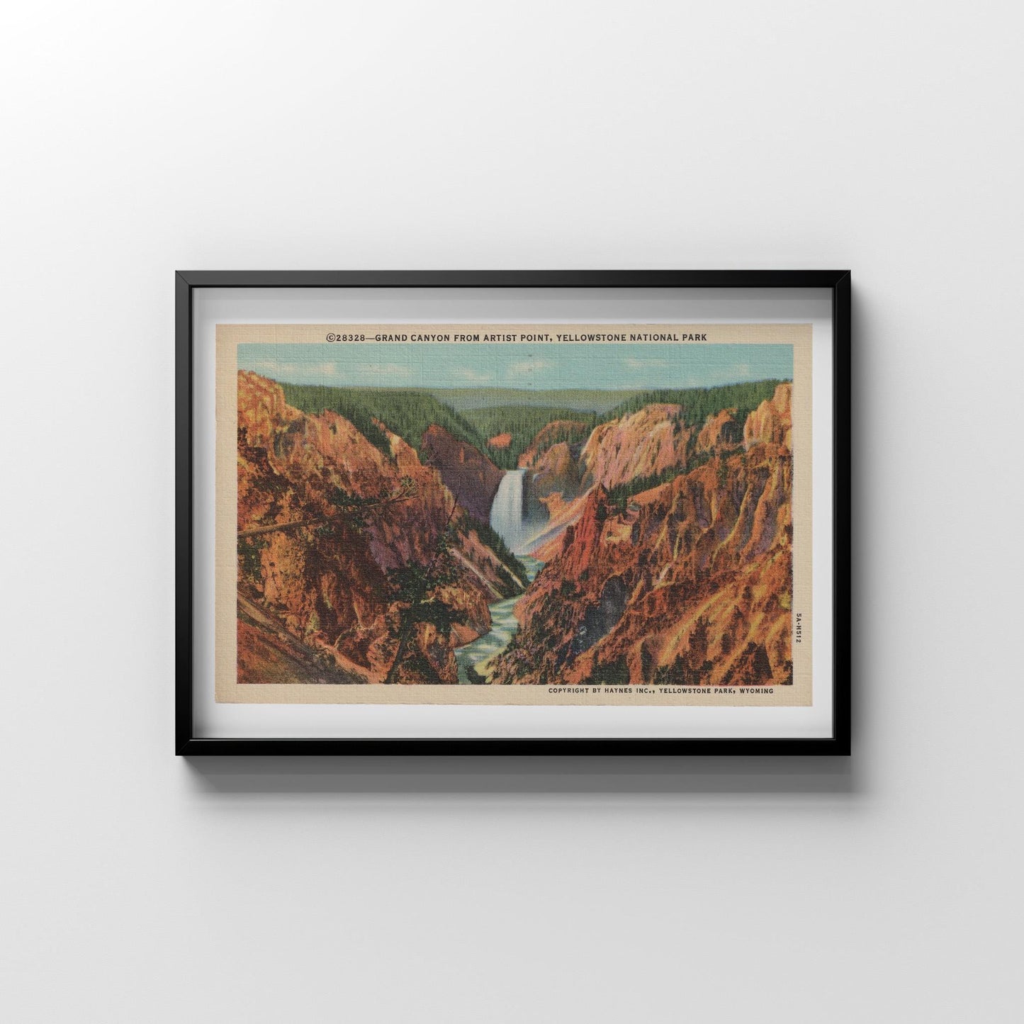 Yellowstone National Park Grand Canyon Vintage Postcard : Canvas Print